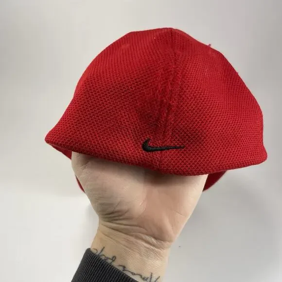Nike Golf TW Tiger Woods One Flex Fit Dri-Fit ADV Cap Hat M/L Red Stitched Logo - Picture 9 of 9